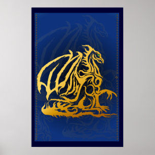 Impressão Dourado do dragão