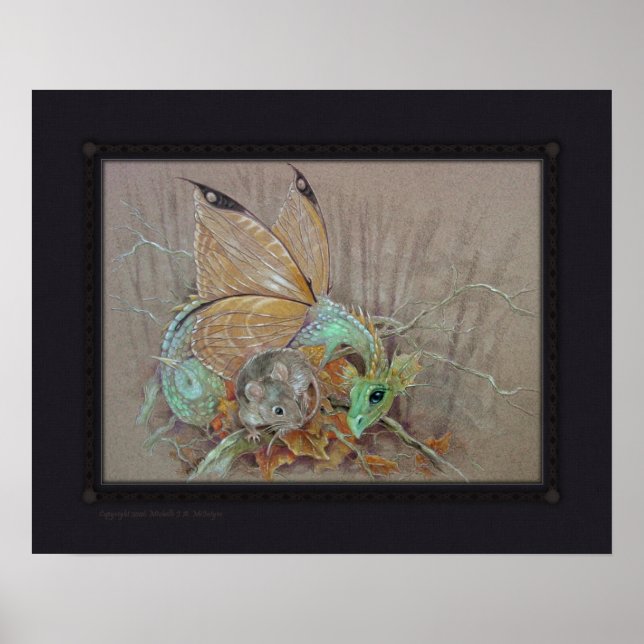 Impressão - Dragão borboleta e mouse (Frente)