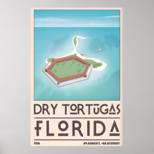 Impressão Dry Tortugas, Estilo de Cartaz de Viagem