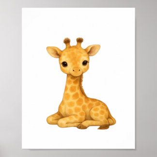 Impressão em Aquarela de Girafa Bebê – Arte para P