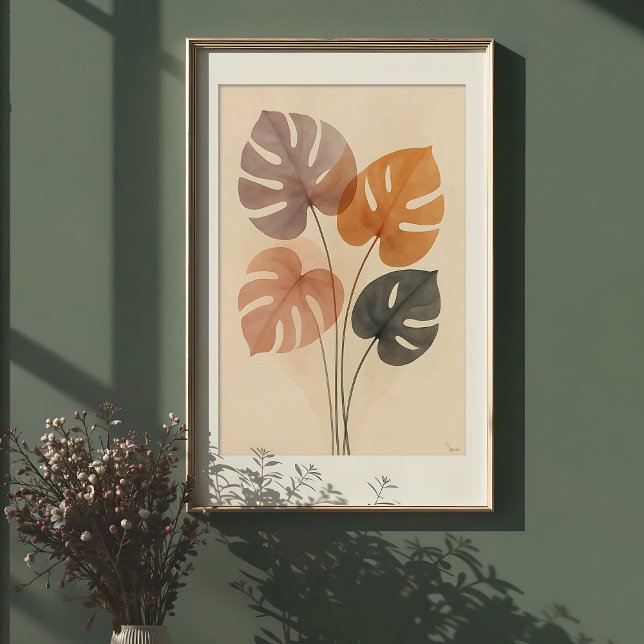 Impressão em Aquarela Harmonia Monstera Suave (Criador carregado)