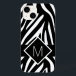 Impressão em branco e preto de zebra monograma<br><div class="desc">Negrito e selvagem para o amante da impressão animal. Um padrão de impressão zebra preto-e-branco com seu dentro monograma,  uma diagonal preta com uma área branca de limite de tempo.</div>