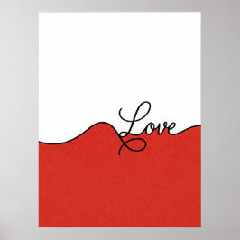 Impressão em Parede Cursiva Amor Vermelho e Branco