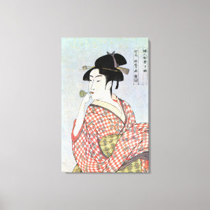 Impressão Em Tela ガ ラ の 笛 を 吹 く 女 歌, ス, 麿 Vidro Assobiante, Utamaro
