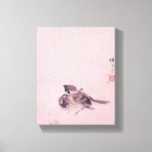 Impressão Em Tela 双雀, par do pardal, Seihō do 栖鳳, arte japo