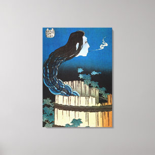 Impressão Em Tela 皿 の 化 け, 北 斎 Fantasmas da Dish, Hokusai, Ukiyo-e