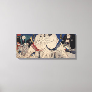 Impressão Em Tela 相撲, luta de Sumo do 国芳, Kuniyoshi, Ukiyo-e