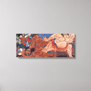 Impressão Em Tela 相撲, luta de Sumo do 国芳, Kuniyoshi, Ukiyo-e