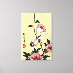 Impressão Em Tela 花 に 鳥, 広 Pássaro e Flor, Hiroshige, Ukiyo-e