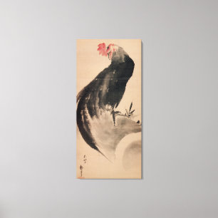 Impressão Em Tela 黒 い 鶏, 北 斎 Black Rooster, Hokusai