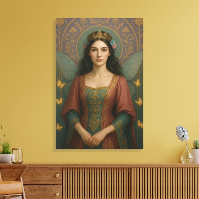 Impressão Em Tela 004_A fairy princess in muted rose and teal green. (Insitu(Sala de estar))