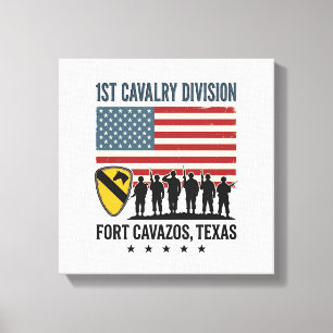 Impressão Em Tela 1ª Divisão de Cavalaria Fort Hood Camisa Militar V