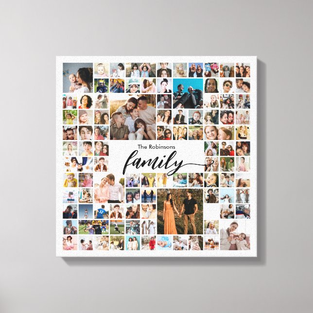 Impressão Em Tela 100 Fotos Colagem Fotos Personalizadas de Família (Frente)