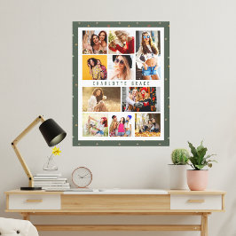 Impressão Em Tela 10 Foto Moderna Stars Na moda Nome Verde