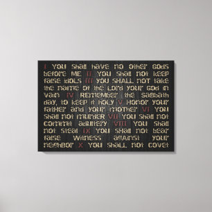 Impressão Em Tela 10 mandamentos na madeira escura 30" x 20"