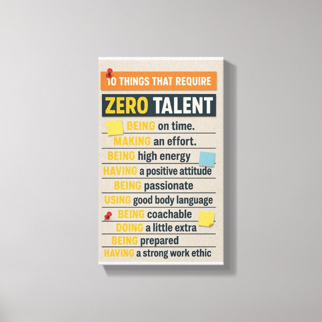 Impressão Em Tela 10 Things That Require Zero Talent (Frente)