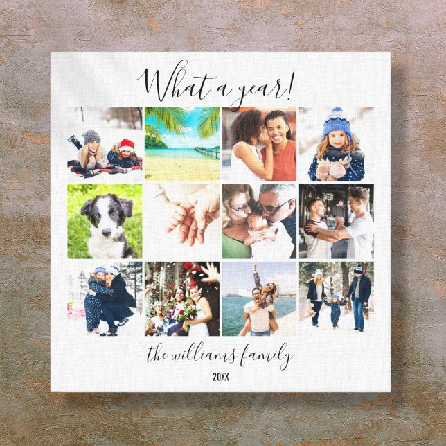 Impressão Em Tela 12 Fotografias Da Família Moderna Colagem Quantos  (Modern Family 12 Photo Collage What A Year Canvas Print)