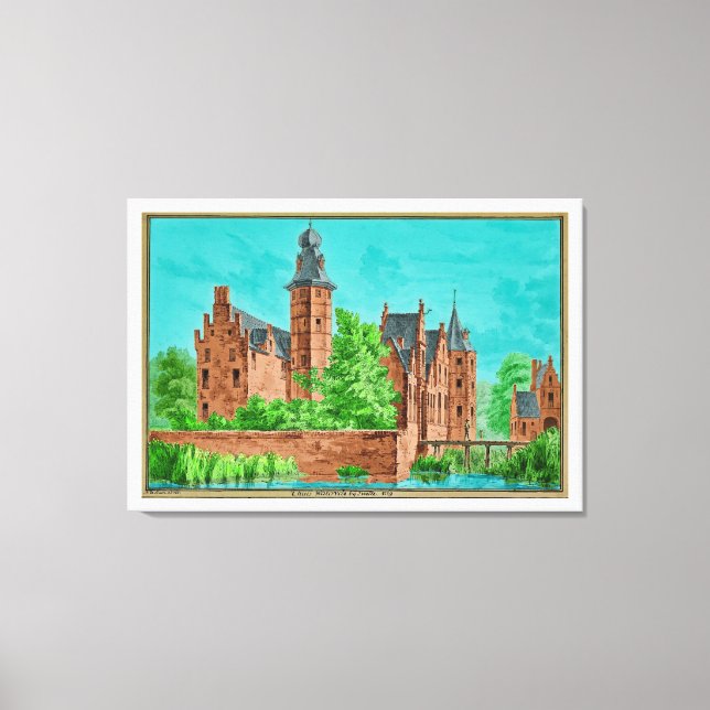 Impressão Em Tela 1729 A. de Haen Dutch Kasteel WESTERVELT ...  (Frente)