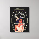 Impressão Em Tela 1920 Art Deco Lady Singer Frame Dourado Preto<br><div class="desc">Estilo Vintage Art Deco com esta glamourosa cantora de 1920 com microfone e uma estrutura de estilo de vinte e poucos anos e tipografia Art Deco e 1925.</div>