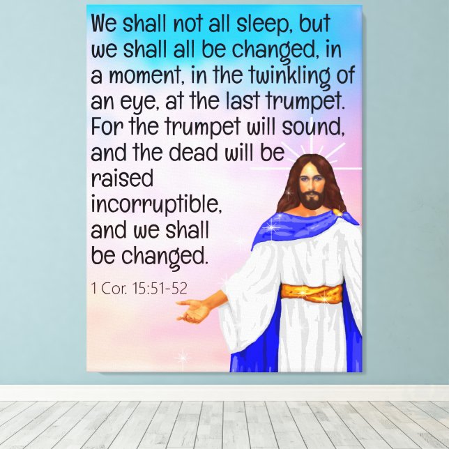 Impressão Em Tela 1 Cor. 15:51-52 (Insitu(piso de madeira))