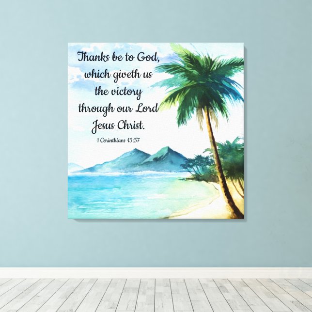 Impressão Em Tela 1 Corintianos 15:57 (Insitu(piso de madeira))