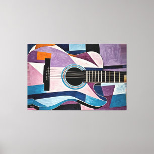 Impressão Em Tela 24_019, guitarra, abstrato, cubismo, arte