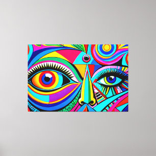 Impressão Em Tela 24_040, Abstrato de Rosto Cubista