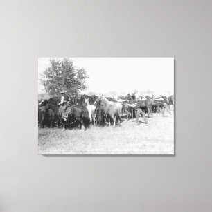 Impressão Em Tela 3 vaqueiros que Roping cavalos PhotographSouth