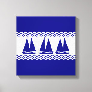 Impressão Em Tela 3 veleiros litorais do azul marinho e os brancos