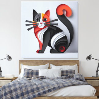 Impressão Em Tela 3D Cat Wall Art: Decor de Parede Felina Elegante
