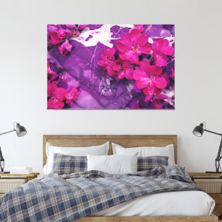Impressão Em Tela 3D Floral Fuchsia & Purple Marble Art