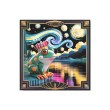 3D Renderização do Sapo Art Nouveau Chibi com Coro