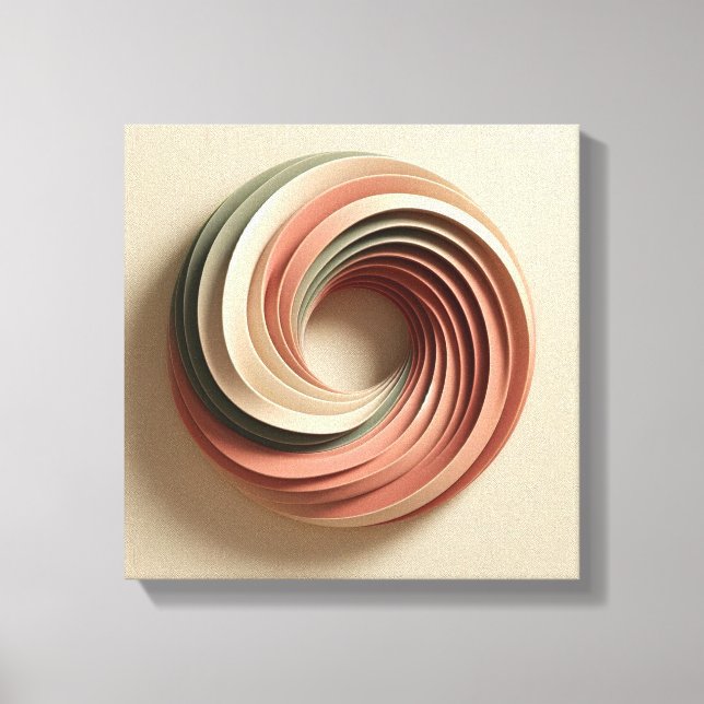 Impressão Em Tela 3D Spiral Surreal Abstract Art in Earth Tones (Frente)