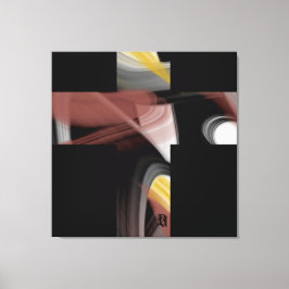 Impressão Em Tela 40x40" Trend Abstract Art Black White Powdery