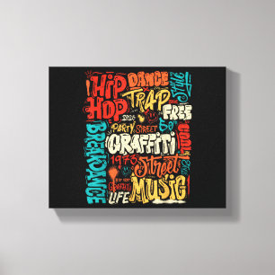 Impressão Em Tela 50ª Vintage R de Cassete de Música e Hip Hop Grafi