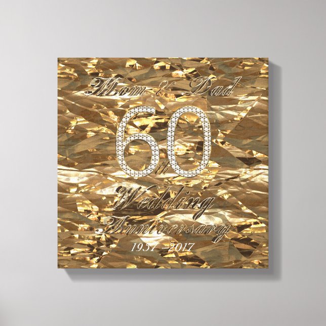 Impressão Em Tela 60º Aniversário de Casamento Diamond Pais (Frente)