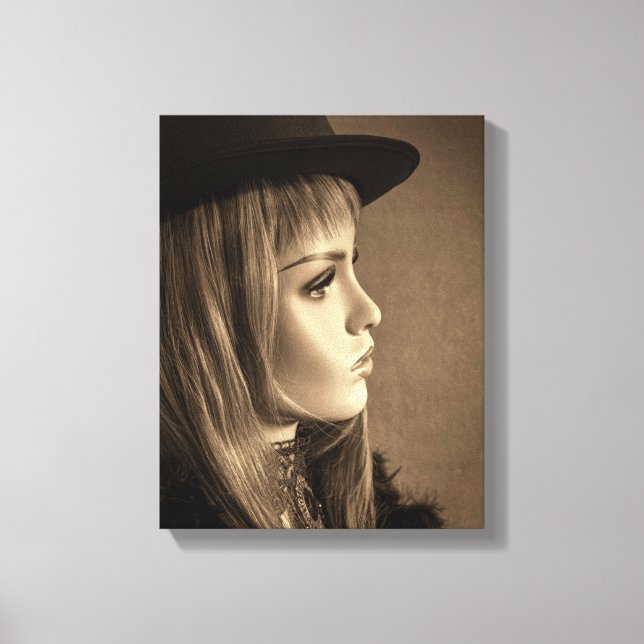 Impressão Em Tela 6332-2-Mulher com Chapéu e Penas Superiores (Frente)