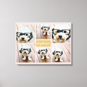 Impressão Em Tela 6 Nome da Colagem de Fotos Minimalista - Pode Edit