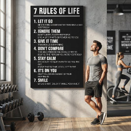 Impressão Em Tela 7 Rules of Life Motivational Quote Modern Script
