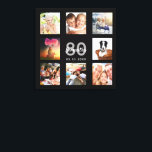 Impressão Em Tela 80 aniversário de foto personalizada colagem monog<br><div class="desc">Um único presente de aniversário de 80 ou guardiã, celebrando sua vida com uma colagem de 8 fotos suas. Adicione imagens de sua família, amigos, animais de estimação, hobbies ou destino de viagem de sonho. Personalize e adicione um nome, 80 anos e uma data. Cinzas e letras brancas. Um fundo...</div>