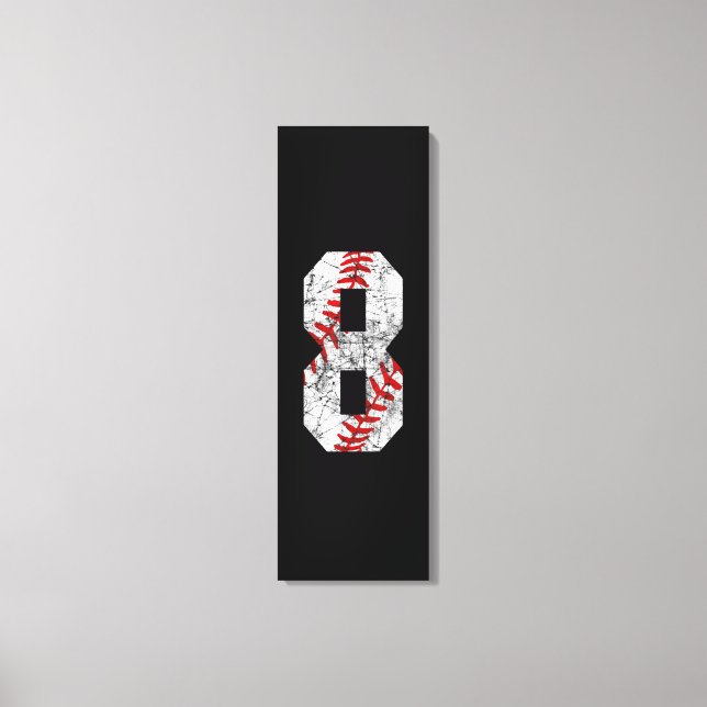 Impressão Em Tela 8.º Aniversário do Baseball Grande Número Oito Ano (Frente)