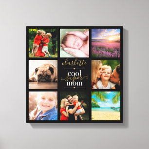 Impressão Em Tela 8 Colagem de Fotos Personalizadas Mãe Super Legal