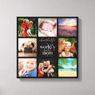 Impressão Em Tela 8 Colagem de Fotos Personalizadas Melhor Mãe do Mu