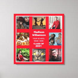 Impressão Em Tela 8 Graduação De Colagem De Fotos Classe De Nome