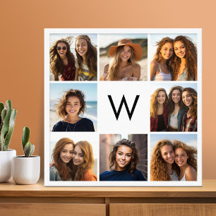 Impressão Em Tela 8 Monograma personalizado de colagem de fotos pret