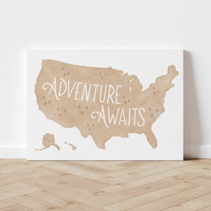 Impressão Em Tela A Aventura Neutra Espera o Decor do Mapa de Crianç
