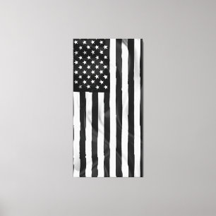 Impressão Em Tela A Bandeira Americana Em Preto E Branco