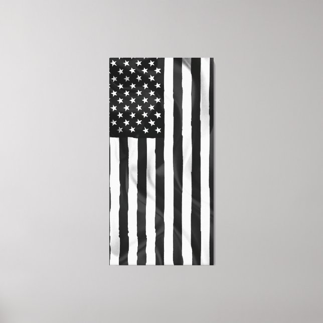Impressão Em Tela A Bandeira Americana Em Preto E Branco (Frente)