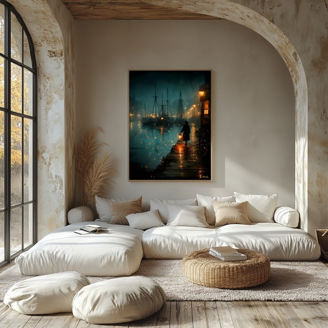 Impressão Em Tela A Bearer Lanterna perto do porto (Criador carregado)