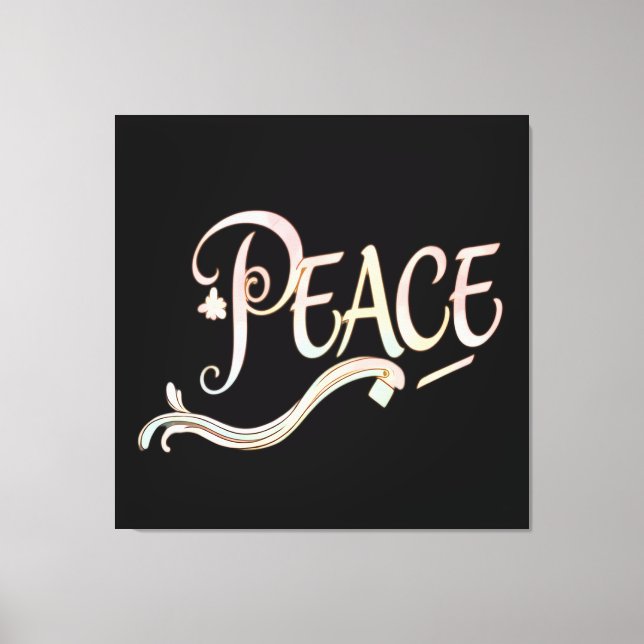Impressão Em Tela A beautiful, flowing script of the word "Peace" fe (Frente)